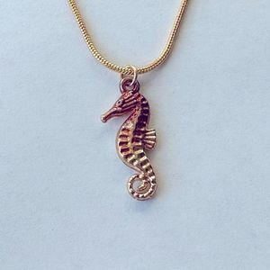Seahorse Necklace Bronze Gold Tone Pendant Charm